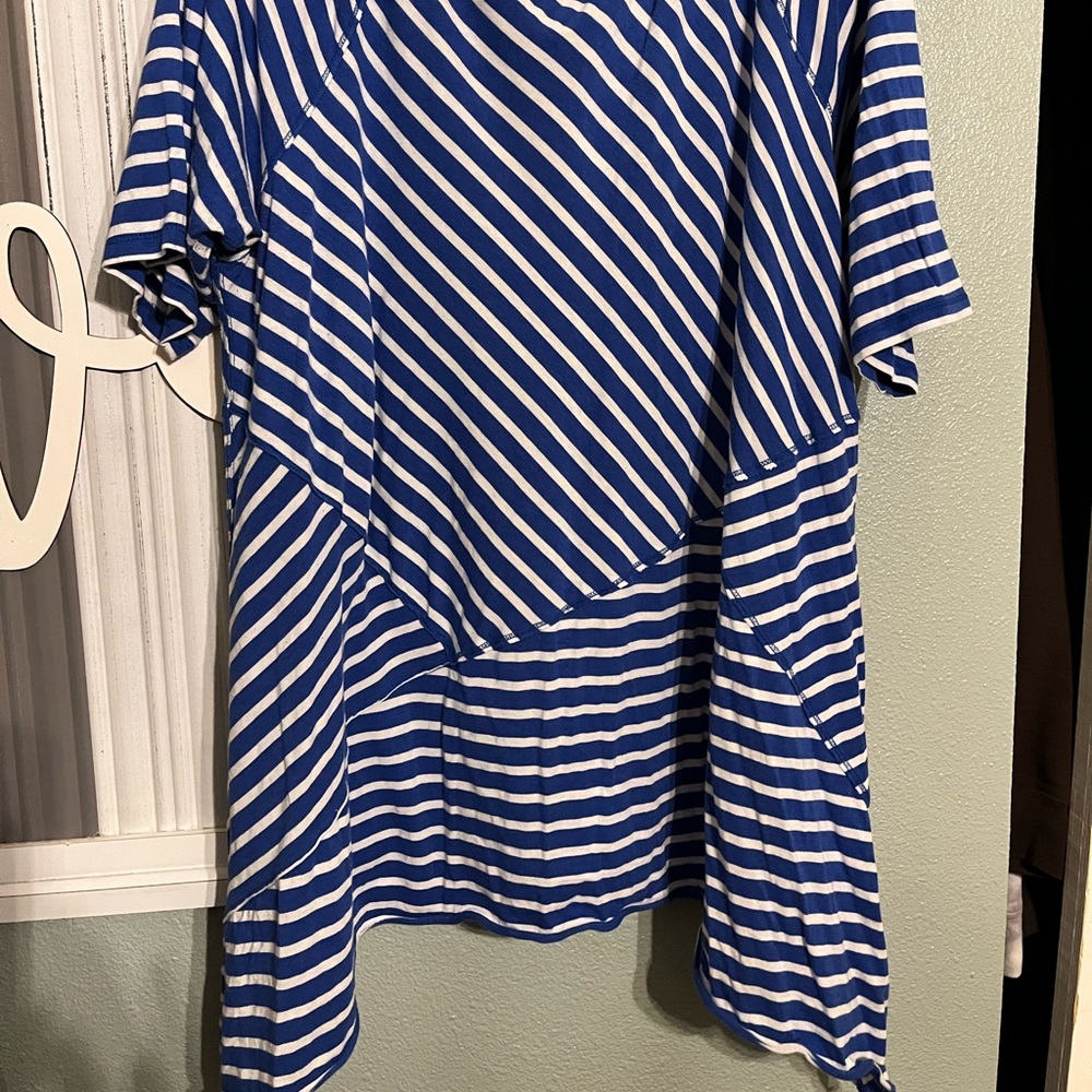 Calvin Klein asymmetrical blue stripped top